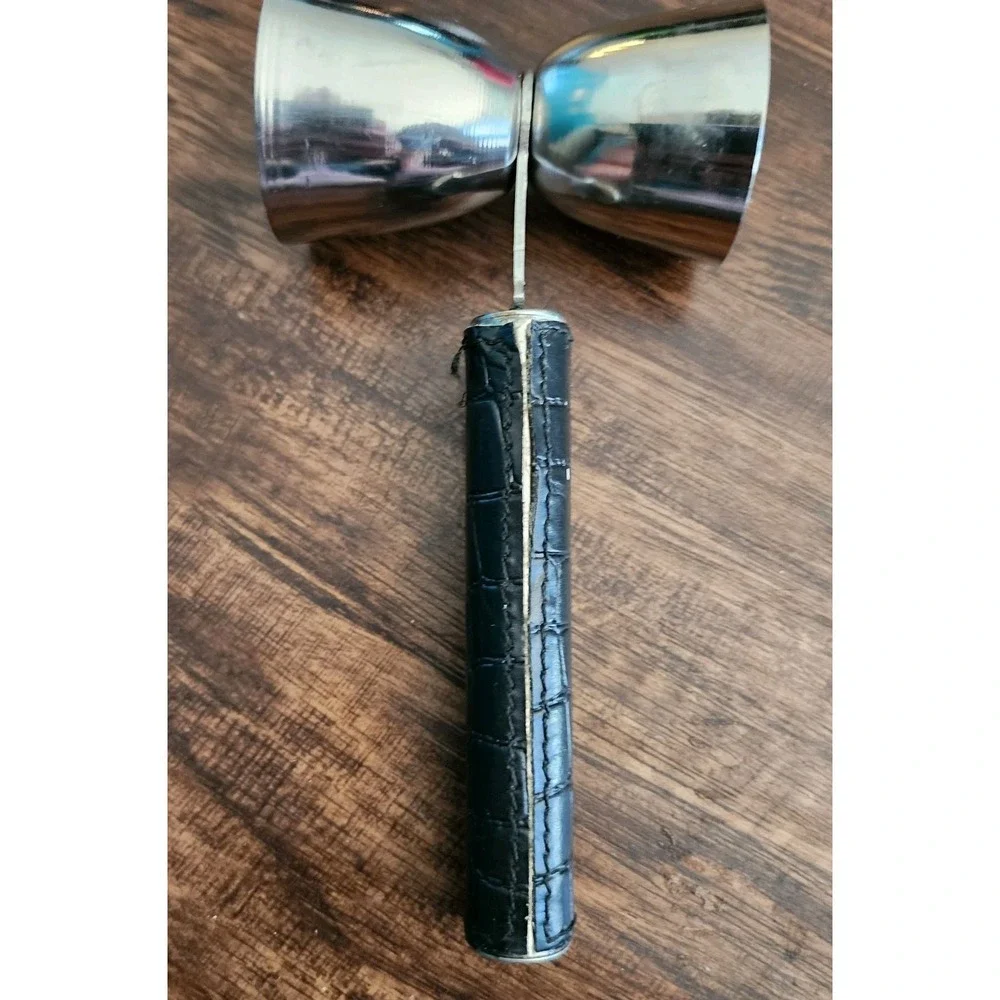 Vintage 3 Piece Bar Tool Set Jigger Strainer Bottle Opener Black Golf Club Grip